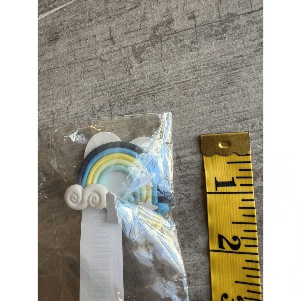 Polymer Clay Blue Rainbow Wall Hook Hanger Drill Free Adhesive Kid Nursery Decor